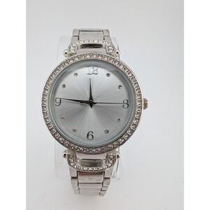 Accutime Watch Women 34mm Case Crystal Bezel 8" Band- New Battery‎
